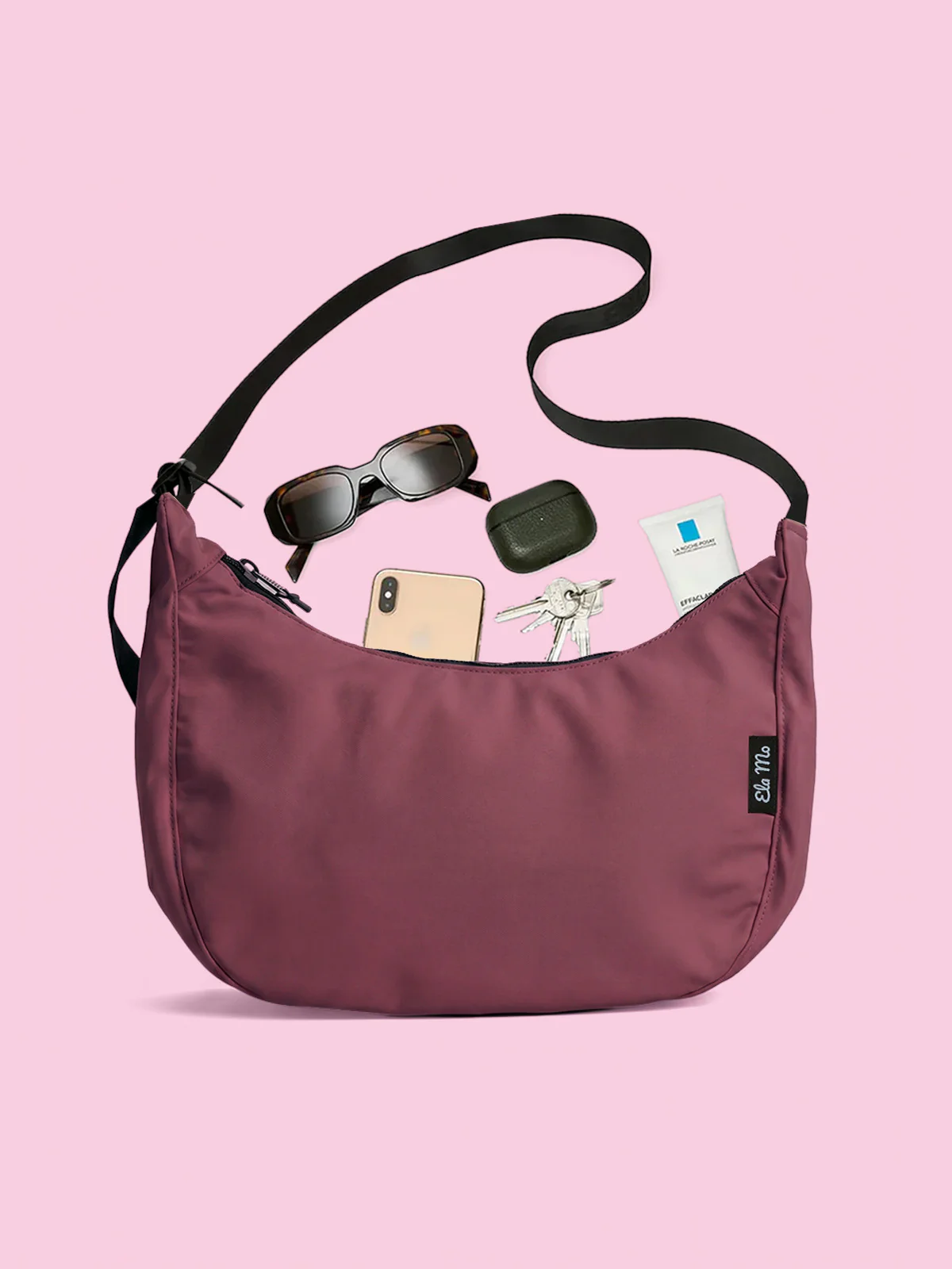 Ela Mo™ Moon Bag | Dark Berry (Coated)