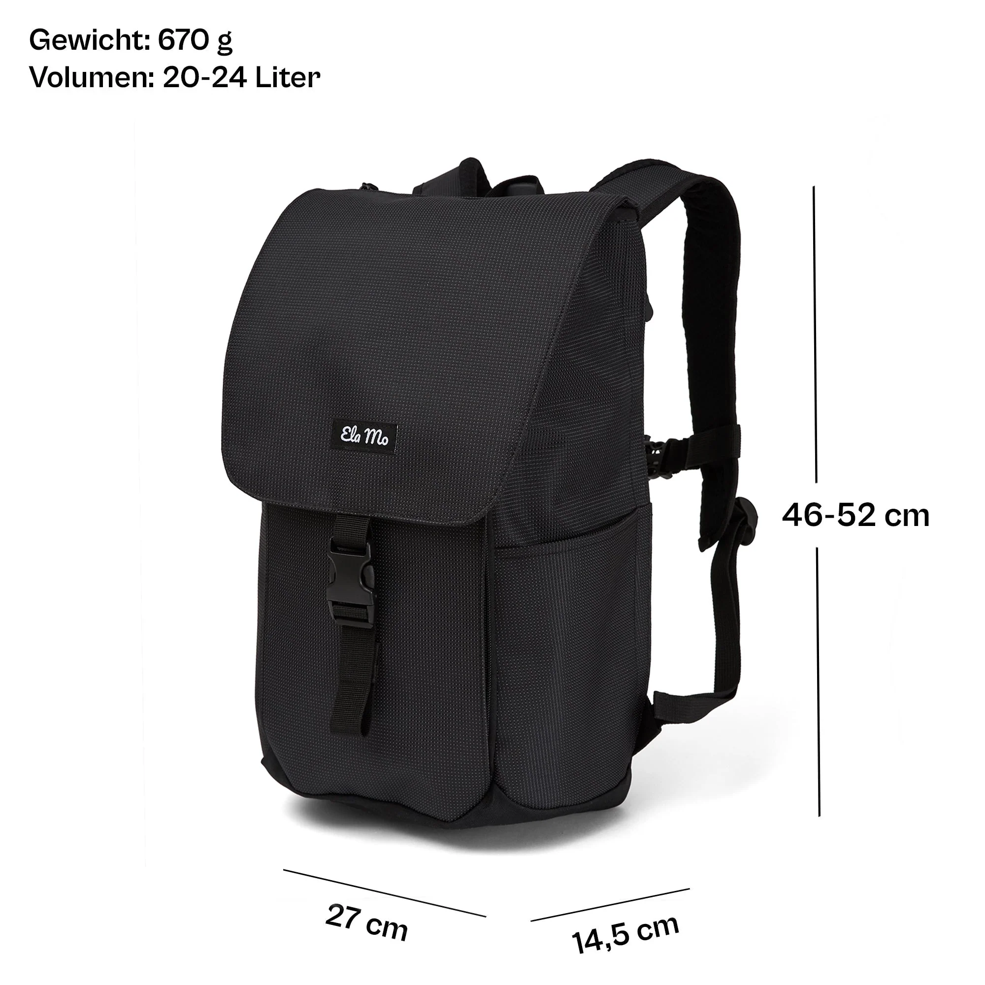 Ela Mo™ Everywhere Rucksack | Black Reflective - Image 4