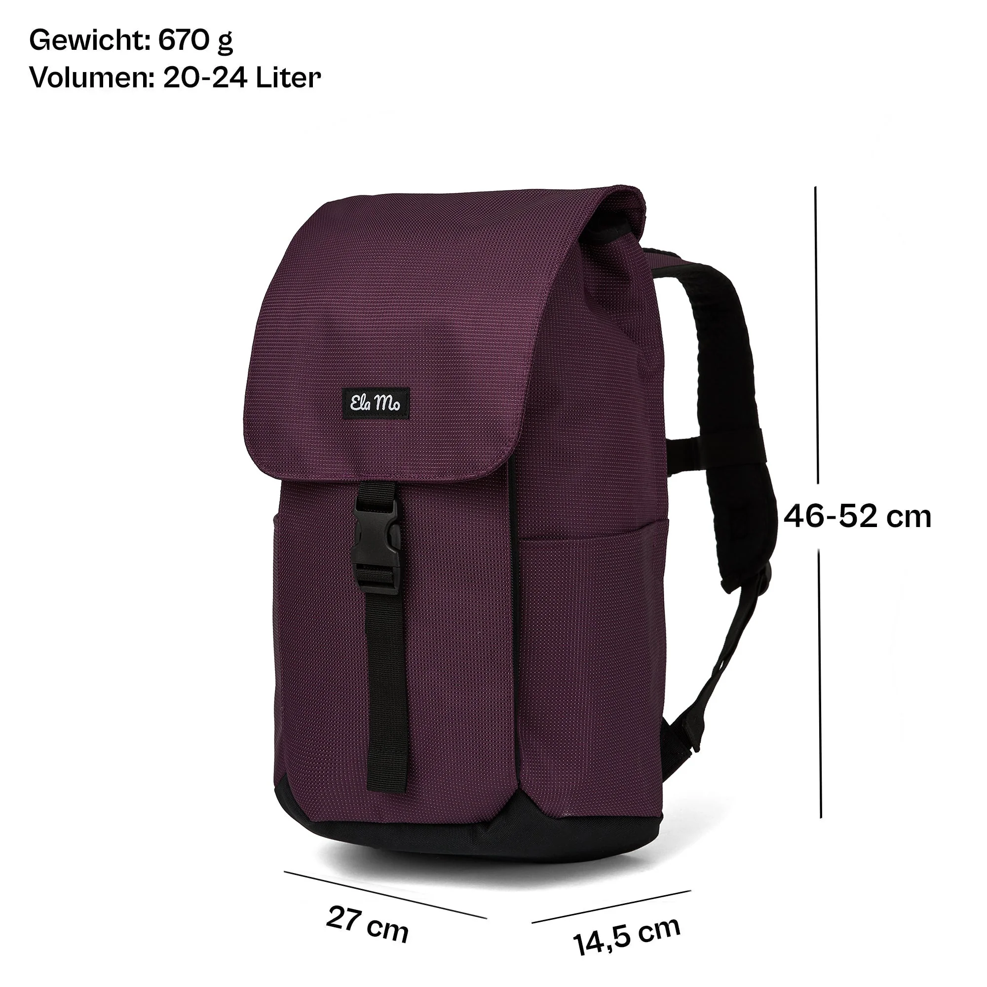 Ela Mo™ Everywhere Rucksack | Plum Reflective - Image 4