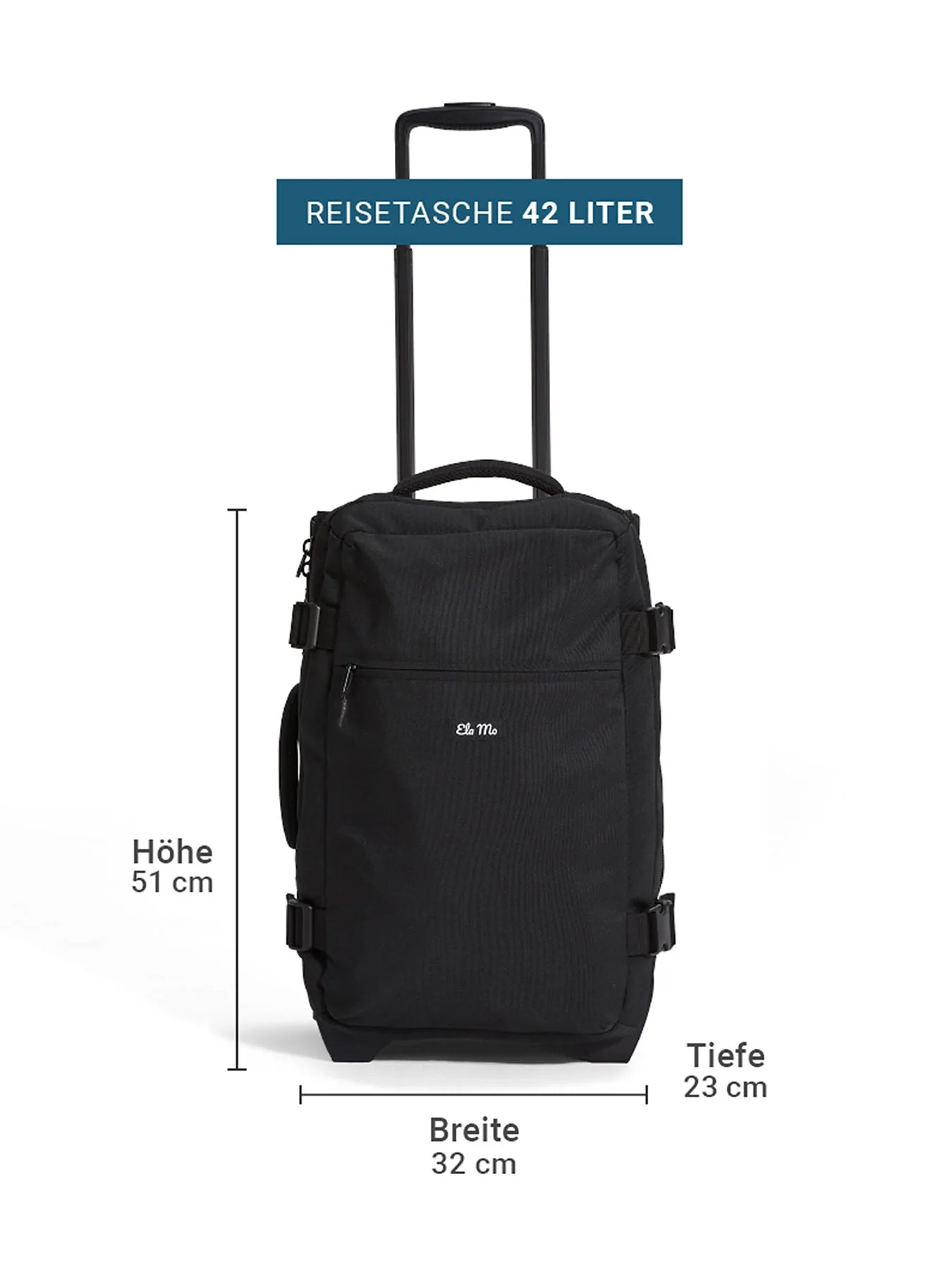 Ela Mo™ Reisetasche mit Rollen 42 Liter | Black - Image 3