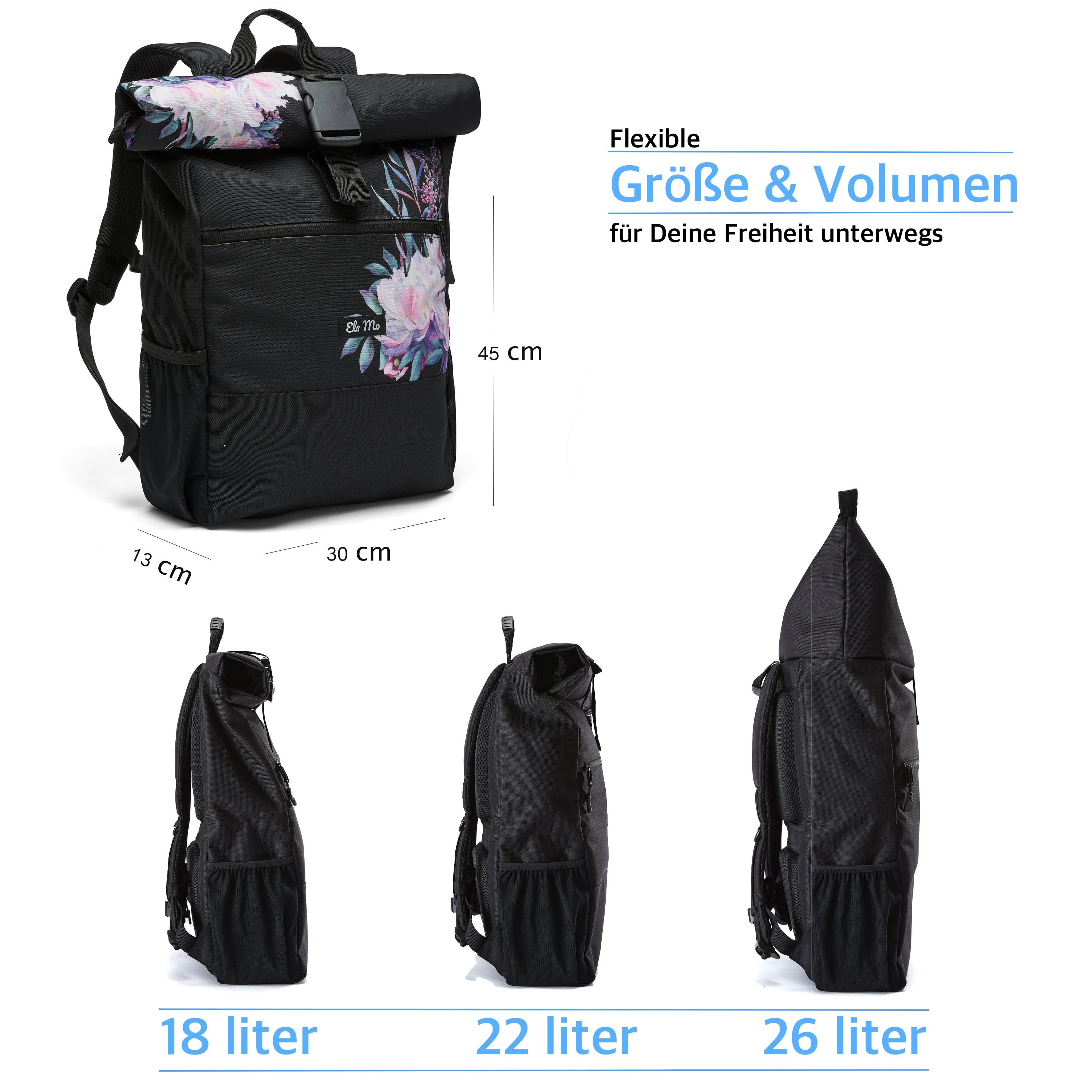 Ela Mo™ Rolltop Rucksack | Beauty in Darkness - Image 3