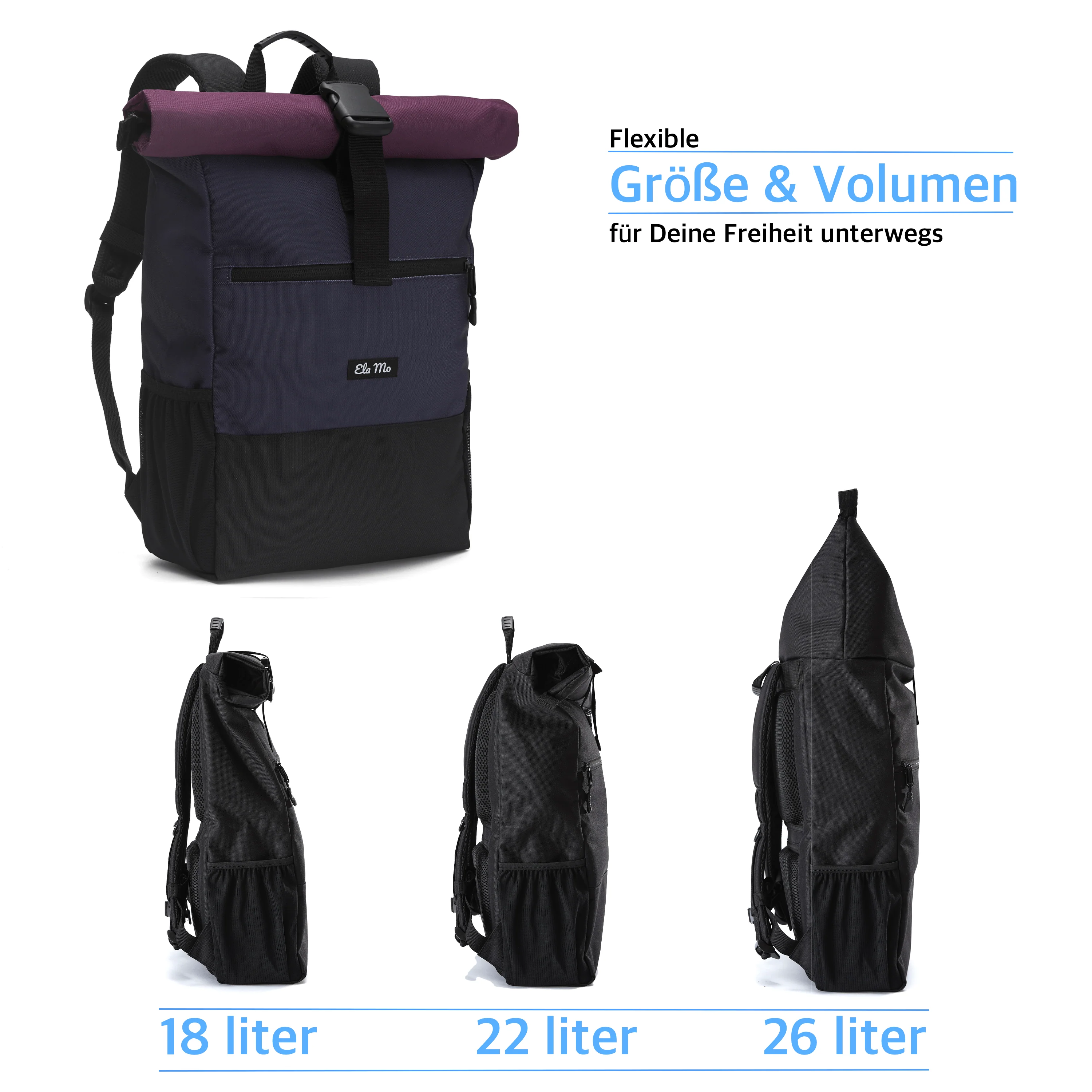 Ela Mo™ Rolltop Rucksack | Berry - Image 3