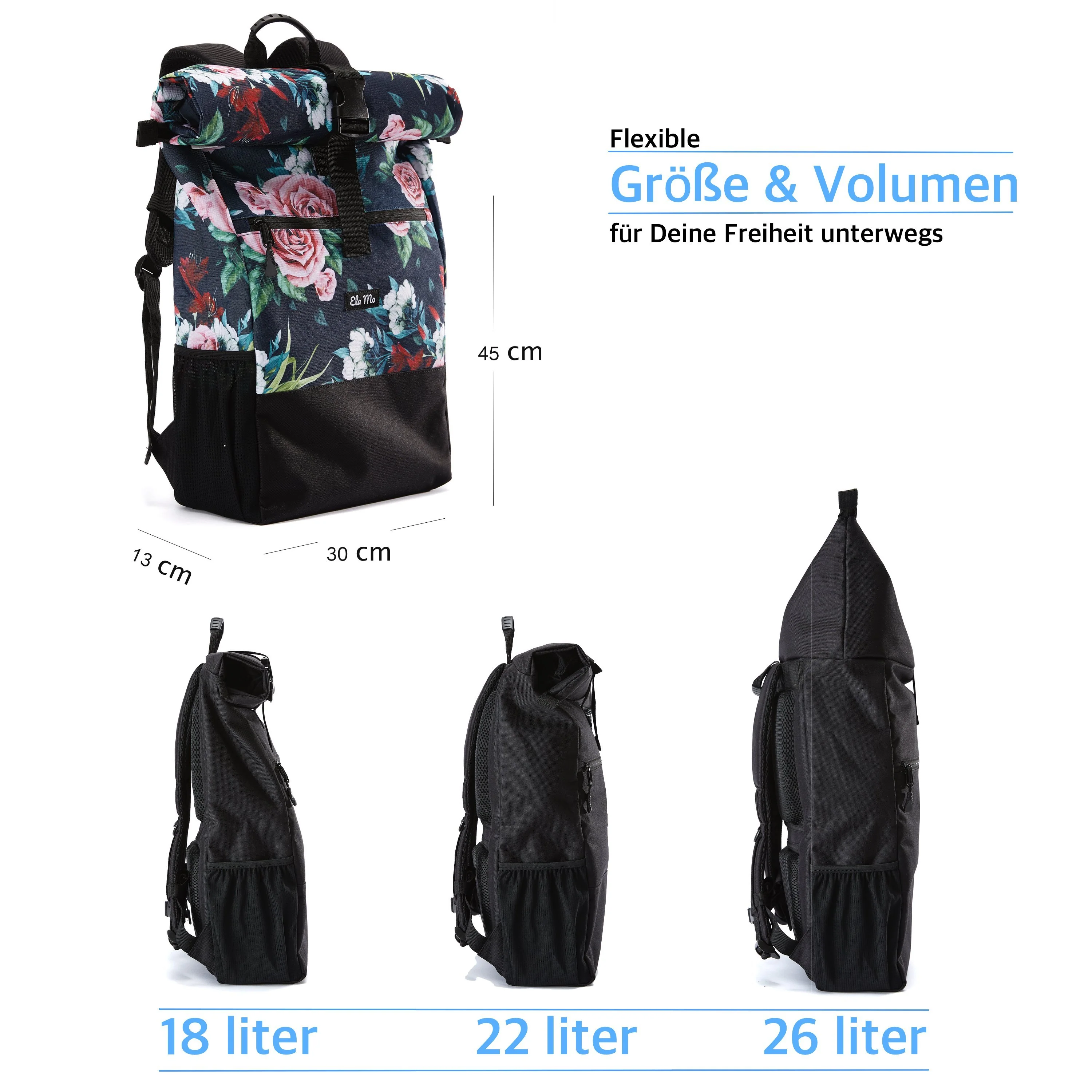Ela Mo™ Rolltop Rucksack | A Rose - Image 3