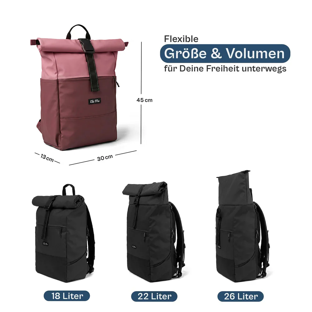 Ela Mo™ Rolltop Rucksack | Coated Edition Dark Berry - Image 7