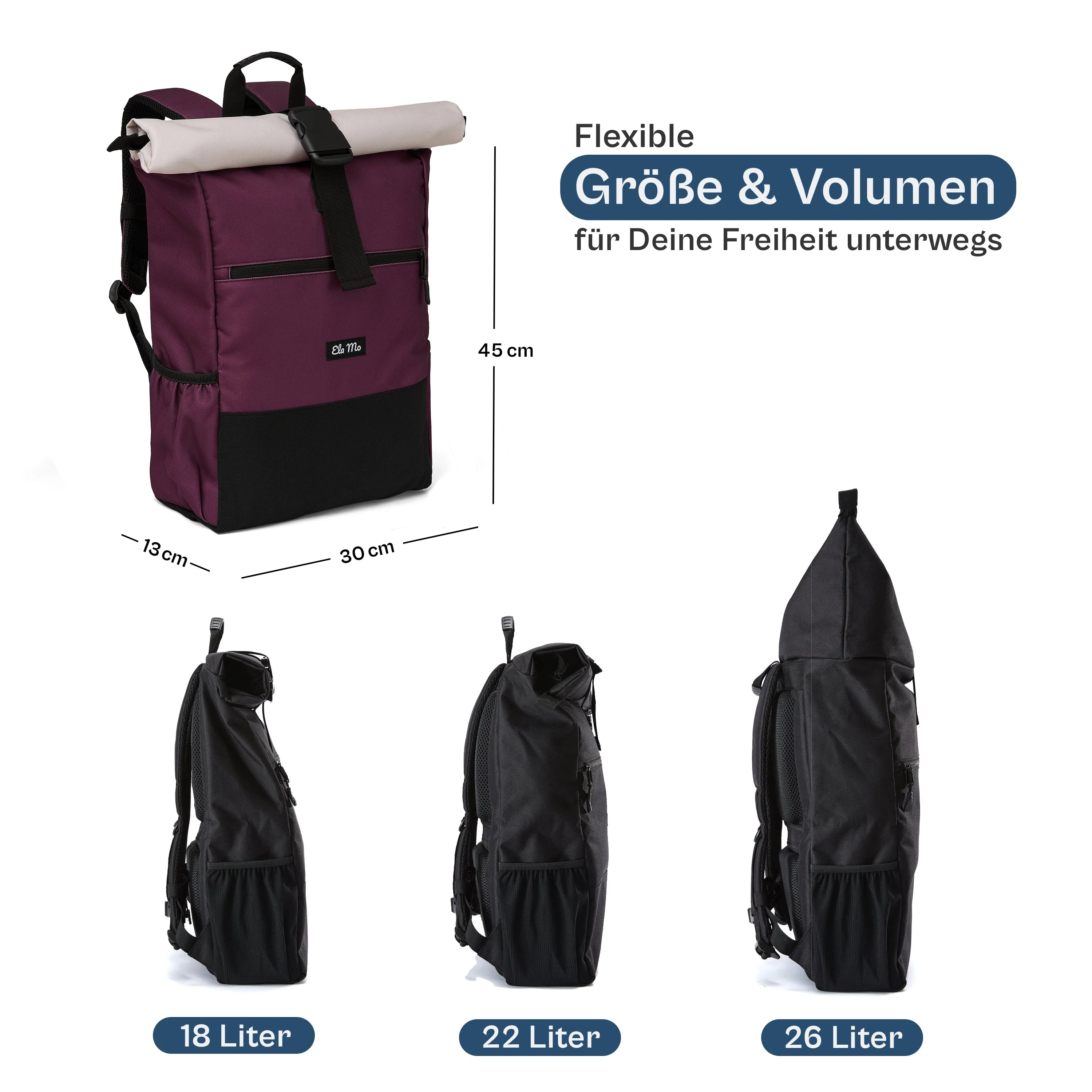 Ela Mo™ Rolltop Rucksack | Grape - Image 3