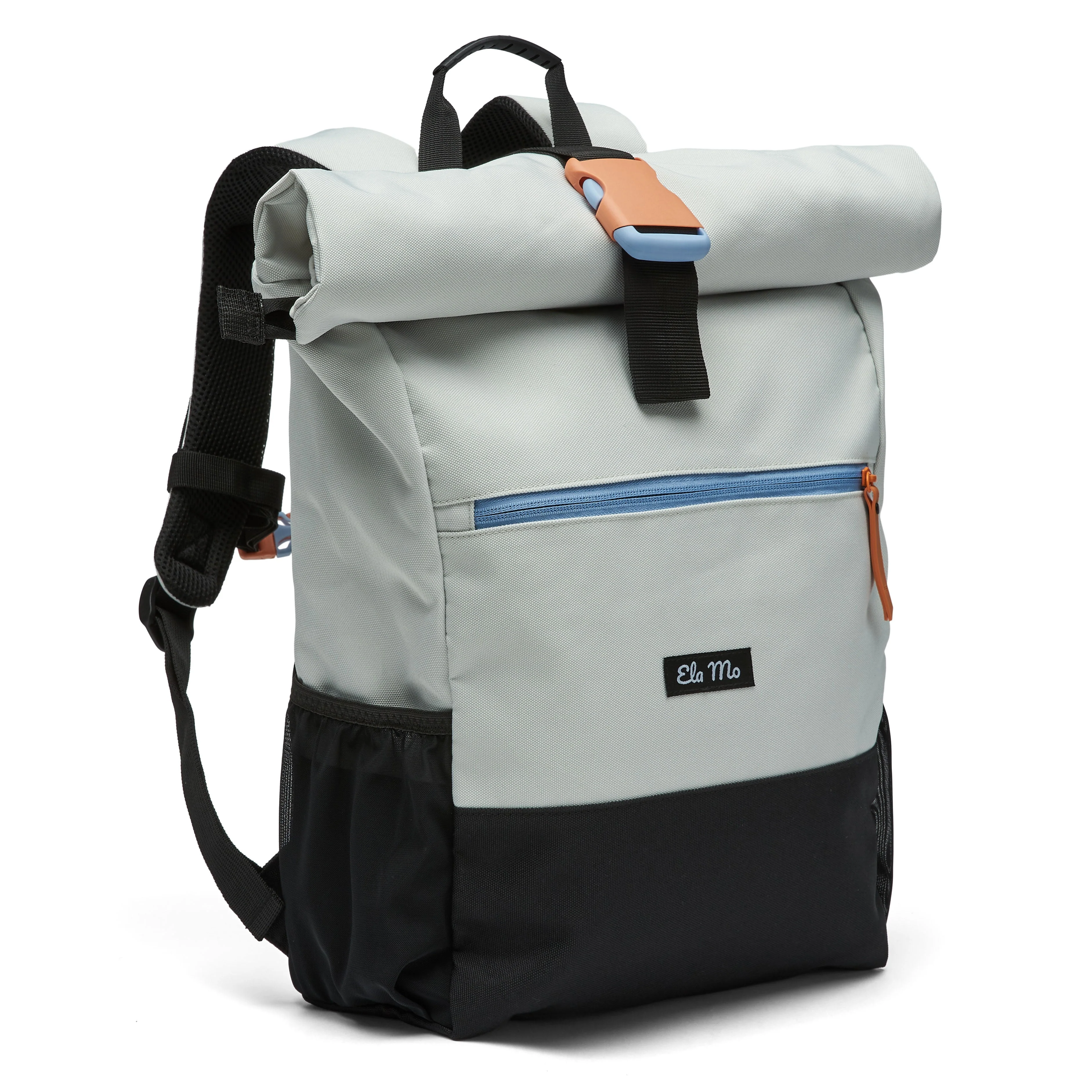 Ela Mo™ Rolltop Rucksack | Lightgrey Orange Pop - Image 4