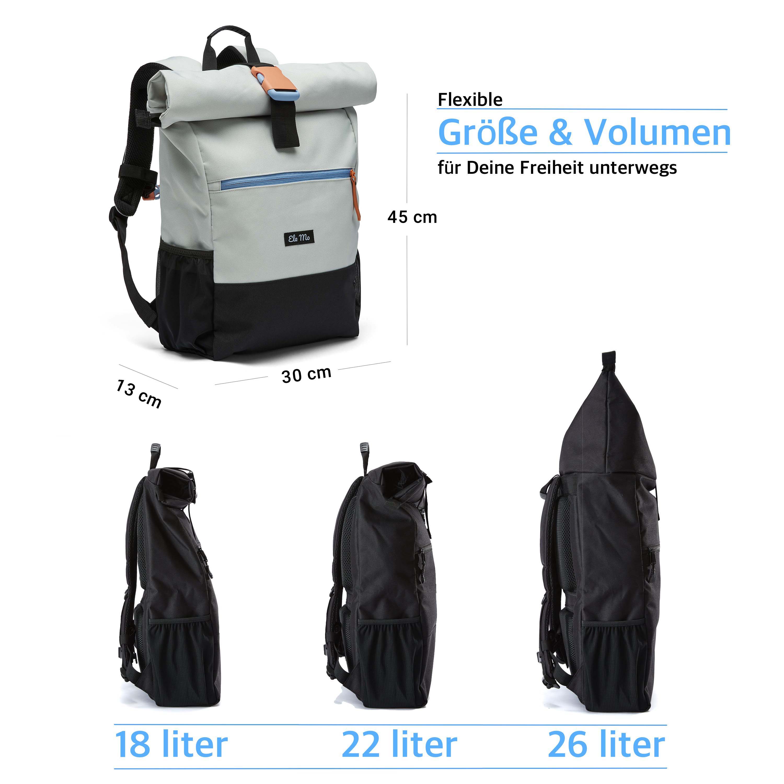 Ela Mo™ Rolltop Rucksack | Lightgrey Orange Pop - Image 5