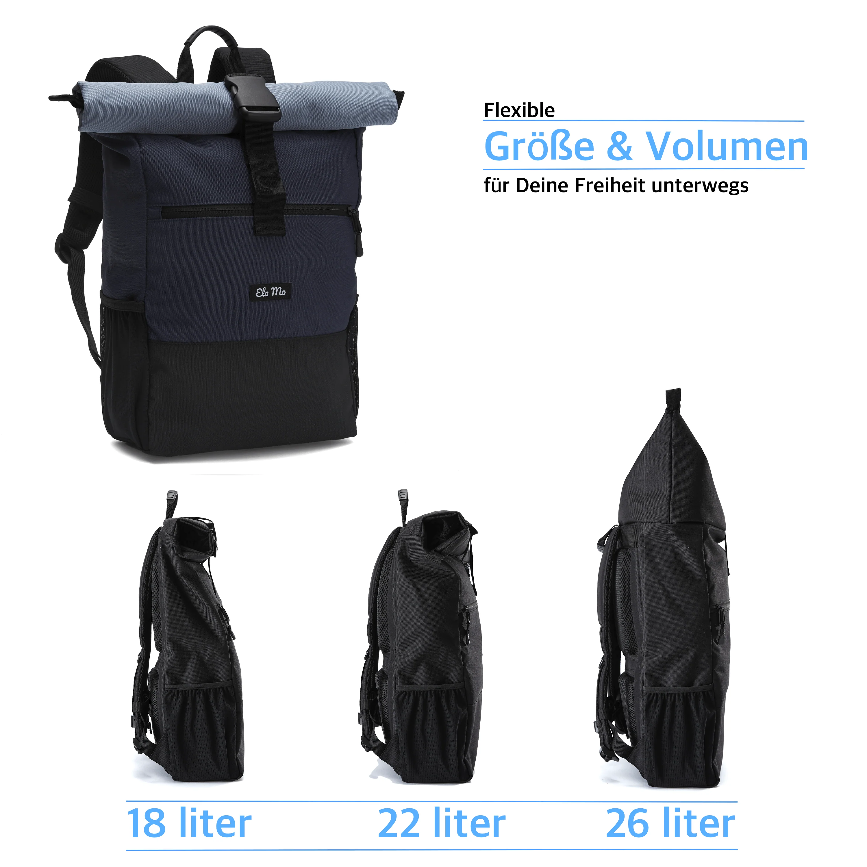 Ela Mo™ Rolltop Rucksack | Nightblue - Image 3