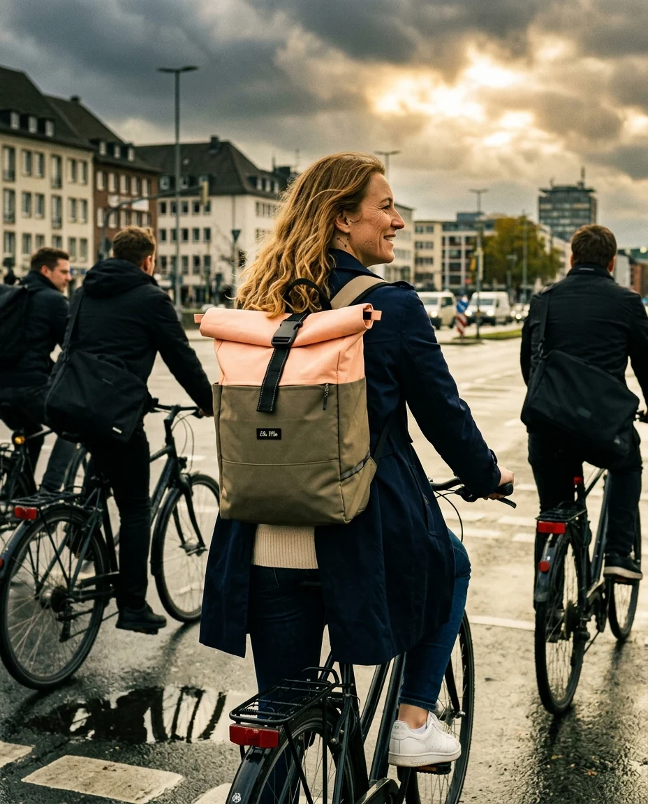 Ela Mo™ Rolltop Rucksack | Coated Edition Peach Blush - Image 2