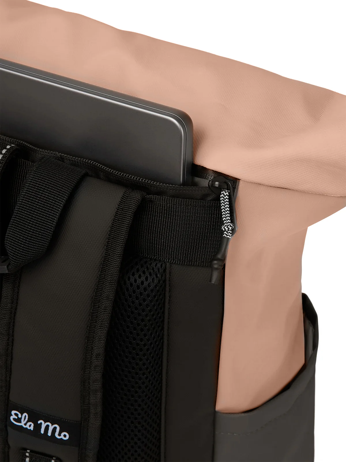 Ela Mo™ Rolltop Rucksack | Coated Edition Peach Blush - Image 4