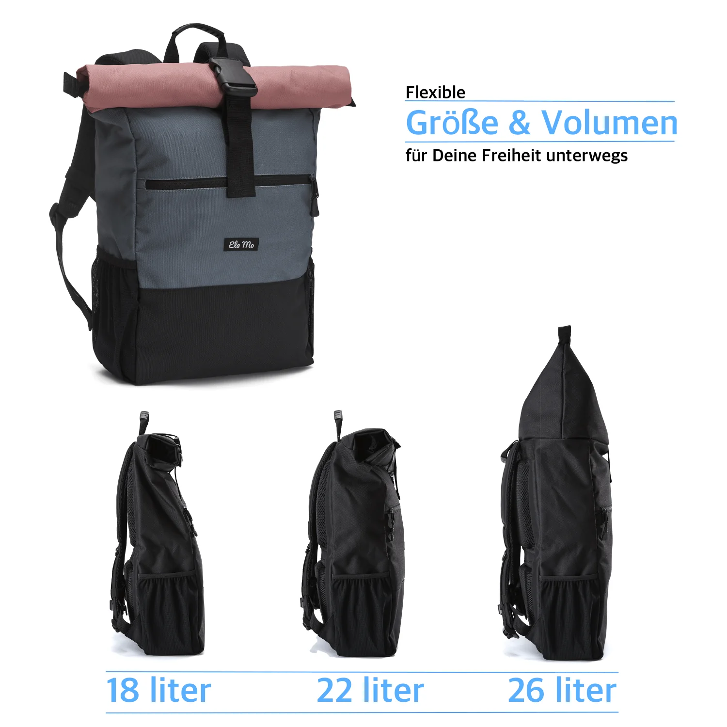 Ela Mo™ Rolltop Rucksack | Salmon - Image 3
